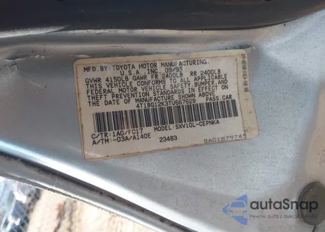 1996 Toyota Camry Dx/Le/Xle from USA, damaged, VIN 4T1BG12K3TU667629